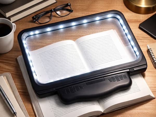 Håndholdt forstørrelsesglas 2,5x med 48 LED og USB hvid/sort