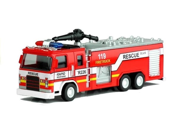 Brandbil leksaksbil 1:32 med rörlig stege & vattenkanon, 3+ år