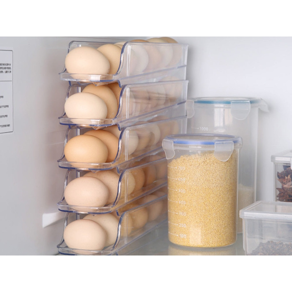 Äggbox för kylskåp 14 ägg, 2 stapelbara äggbrickor transparent