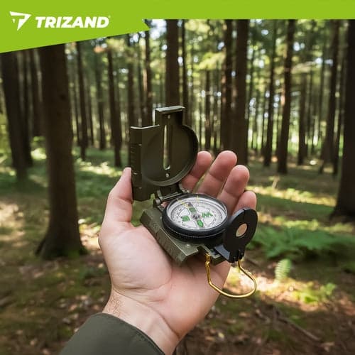 Militärkompass 360° med sikte och roterande limbus, zinklegering