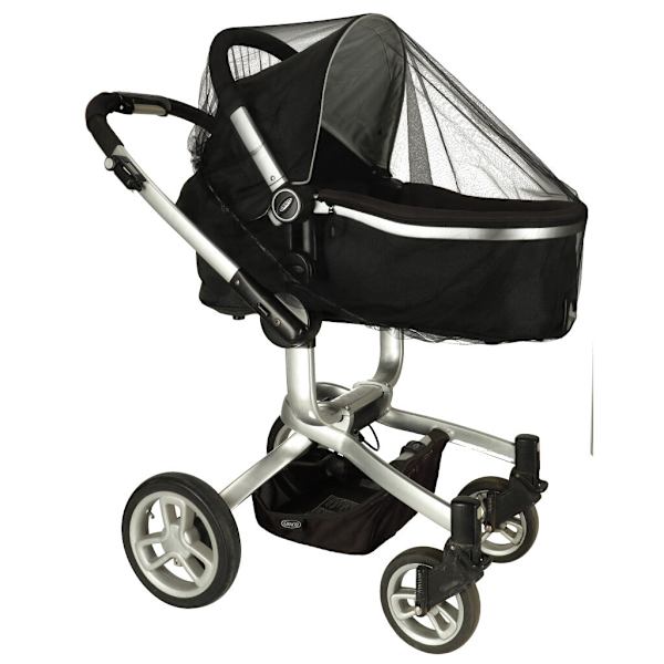 Myggenet til barnevogn universelt 140 cm elastik sort polyester Black
