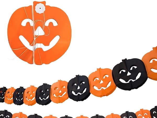Halloween guirlande papir græskar/edderkop orange/sort 3 m