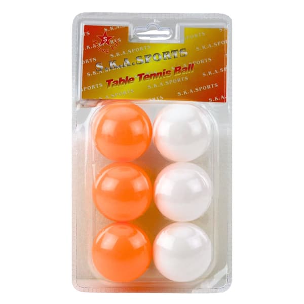 Pingisbollar 6-pack i plast vit/orange för bordtennis