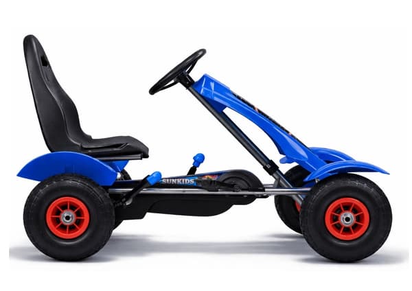 Pedalgokart til børn blå med oppustelige dæk og håndbremse 50 kg