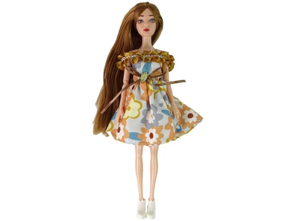 Docka Emily 30 cm med beige hatt, vit klänning, från 3 år