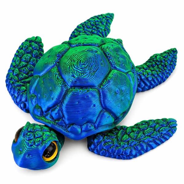 3D-kilpikonnafiguuri koriste sinivihreä kimalteleva 8x8x2,5 cm