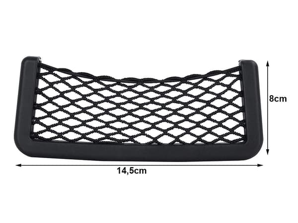 Bilorganisator meshlomme 14,5x8 cm sort med dobbeltklæbende tape
