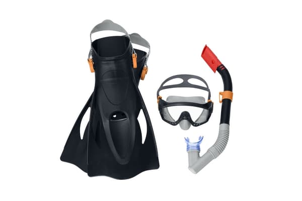 Dykset mask snorkel fenor 41-46, härdat glas, UV-skydd, 14+