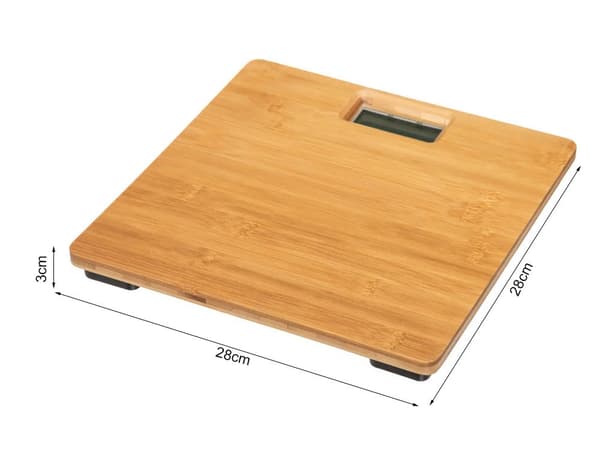 Bambu-kylpyvaaka digitaalinen LCD 180 kg 28x28 cm sis. AAA-paristot