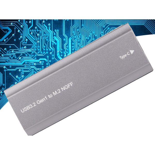 M.2 SATA NGFF SSD-adapterbox USB 3.1/USB-C 2230-2280 silver
