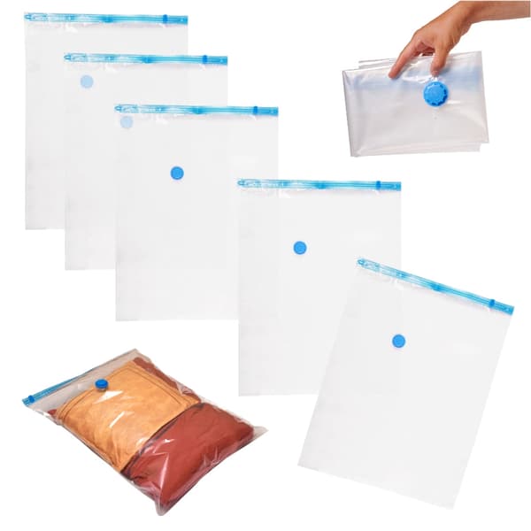 Vakuumpåsar för kläder 60x80 cm 5-pack återanvändbara Transparent