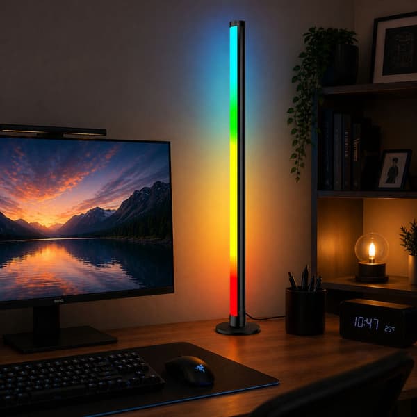 LED-kulmalamppu 90 cm RGB 16M väriä 210 tilaa Bluetooth USB