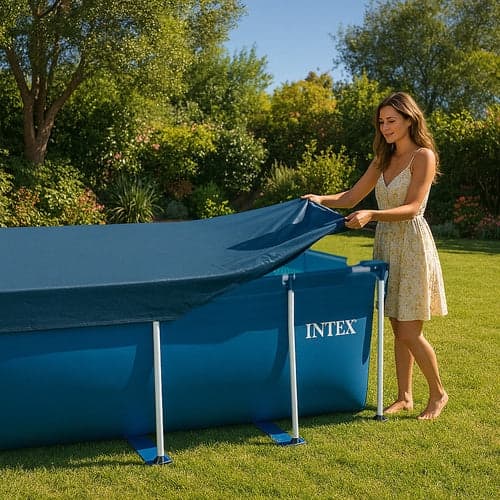 Pooloverdækning rektangulær 260x160 cm til ramme-pool 220x150 cm vinyl