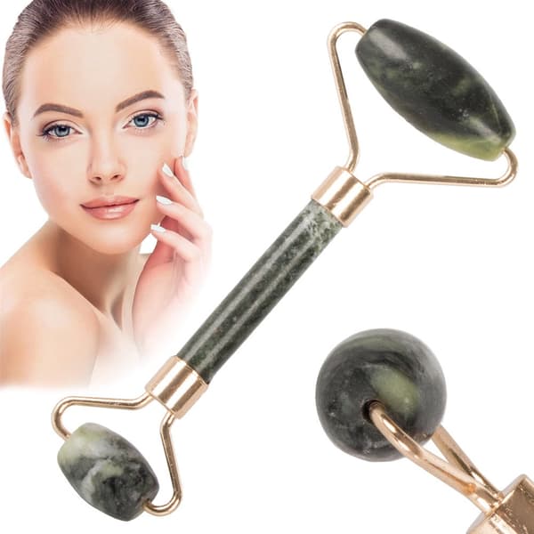Jade roller ansigtsmassage 2 ruller naturlig jadesten 13,5 cm