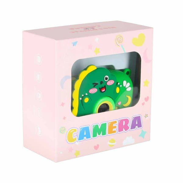Digitalkamera til børn 1080P med dobbeltkamera & mini-stativ dinosaur