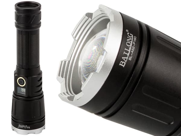 Taktinen LED-taskulamppu CREE XHP160 zoom IPX5 akulla USB-C