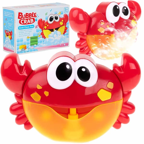 Boblemaskine badelegetøj krabbe med musik og sugekopper 3+ 23 cm