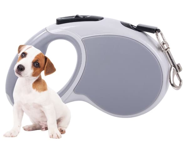 Automatisk hundesnor 5 m til hund op til 15 kg grå