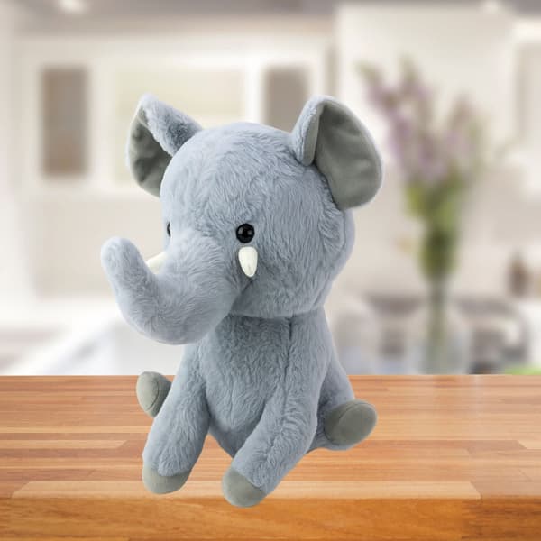 Blød elefant krammedyr grå plys 26 cm