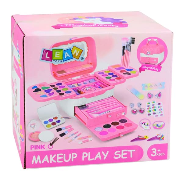 Makeup-sæt til børn i plast, farverigt stylingkit 17 x 15,5 x 14,5 cm