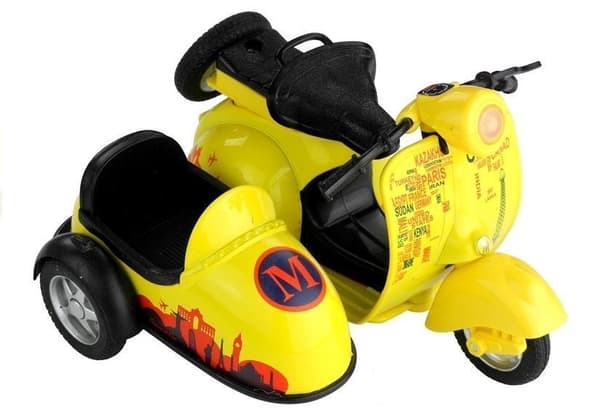 Legetøjsmotorcykel 11,5 cm med dragback, lys & lyd, 3+ (blå/rosa/gul)