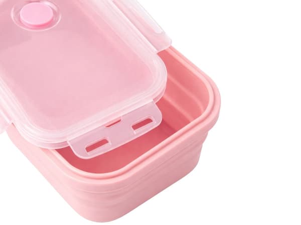 Hopfällbara silikonmatlådor 4-pack med tätt lock och clips, rosa