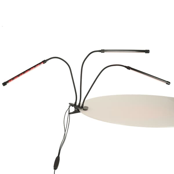 LED-vækstlampe 10W med klemmebeslag, 3 fleksible arme, USB, timer