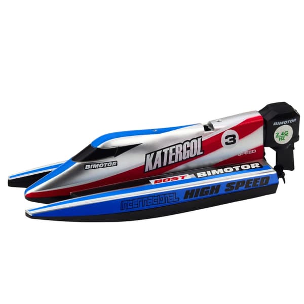 RC motorbåd fjernstyret 2.4 GHz BIMOTOR 14 cm blå/sølv