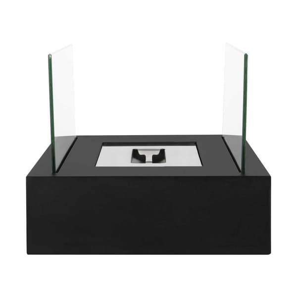 Fritstående bioethanolpejs 35x18x15 cm mat sort med glasruder