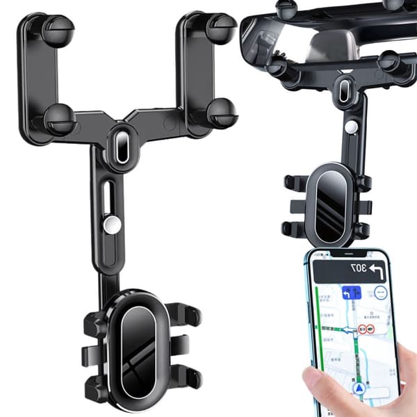 Mobilholder til bakspejl roterbar/justerbar universal sort