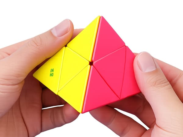 Pyraminx 3D-palapeli muovinen pyramidi 9,5 cm monivärinen