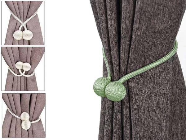 Gardinklämmor med magnet grön 45 cm 2-pack