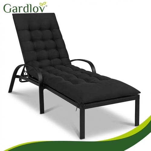 Quiltet loungesengedyn 180x56x9 cm sort bomuld/polyester vaskbar