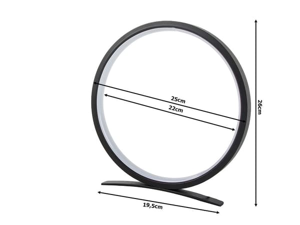 LED-pöytälamppu himmennettävä 3 värilämpötilaa USB musta Ø25 cm