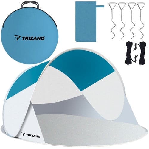 Strandtelt pop-up 220x120x90 cm turkis/grå polyester glasfiber