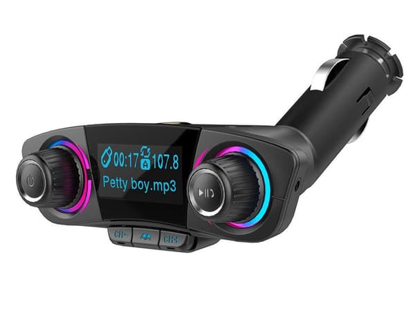 FM-sender Bluetooth 5.0 biladapter 12/24V 2x USB AUX SD