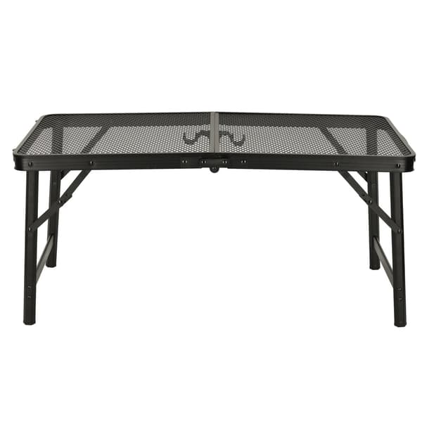 Sammenklappeligt campingbord 80x40 cm sort aluminium med jernmesh-top 1,6 kg