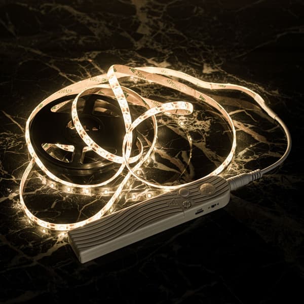 LED-remsa 2 m varmvit med rörelse- och skymningssensor, batteri/USB