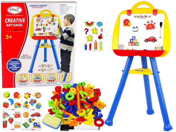 Magnetisk whiteboard på stativ för barn 106x50 cm med förvaringsfack