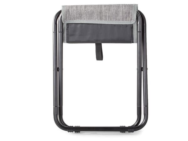 Hopfällbar fiskestol grå metall 34 cm med överdrag