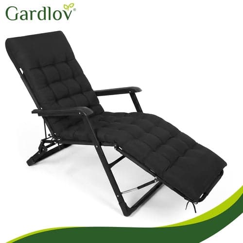 Quiltet loungesengedyn 180x56x9 cm sort bomuld/polyester vaskbar