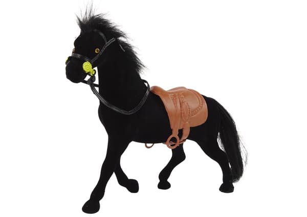 Samettinen hevosfiguuri musta 17 cm lelu, lapsille 3+ CE EN71