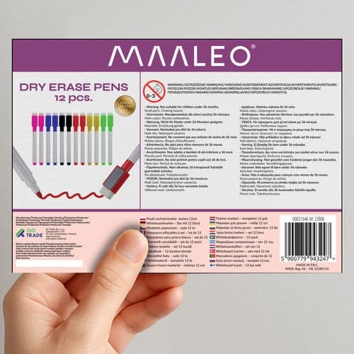 Whiteboardpennor med sudd och magnet 12-pack 6 färger