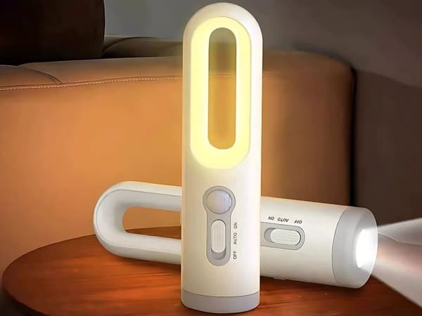 LED natlampe med bevægelsessensor og lommelygte USB-opladning