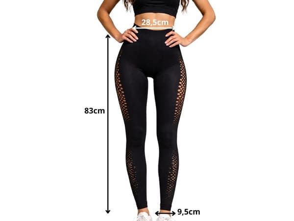 Træningsleggings dame push-up-effekt høj talje sort S/M 85% polyester
