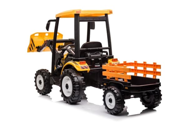 Batteridrevet legetraktor 24V med anhænger, gul
