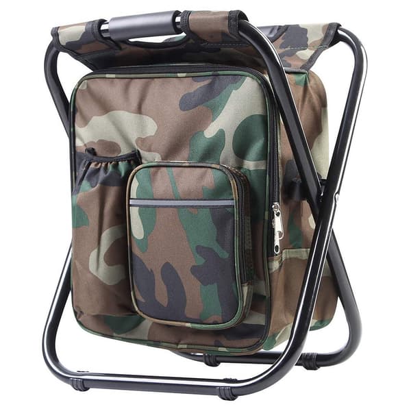 Hopfällbar fiskestol med ryggsäck termobag 10 L camouflage