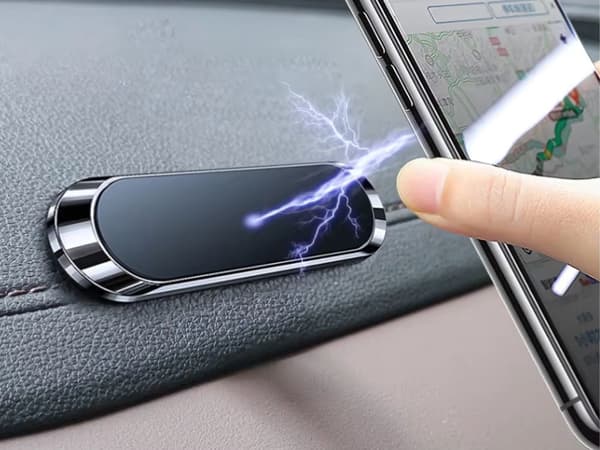 Magnetisk mobilholder til bil selvklæbende sort inkl. 2 metalplader