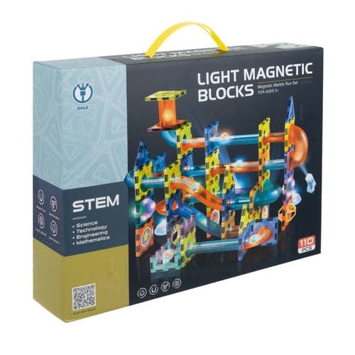 Magnetiska byggblock 3D kulbana 110 delar med LED, 3+ år