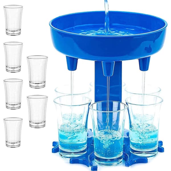 Dryckesdispenser med 6 shotglas 50 ml och hopfällbart stativ plast